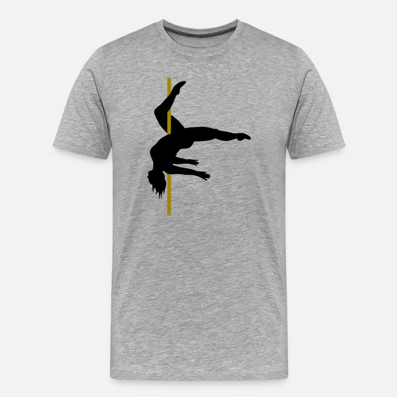 Curvy Poledancer im Inside Leg Hang - Männer Premium Bio T-Shirt - Grau meliert