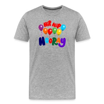 Party Hip, hip hooray - Men's Premium Organic T-Shirt - heather grey - Front - Damien (186cm)