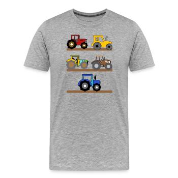 Machines agricoles tracteur Agriculture biologique Agriculteur Vie à la campagne - T-shirt bio Premium Homme - gris chiné - Devant - Damien (186cm)