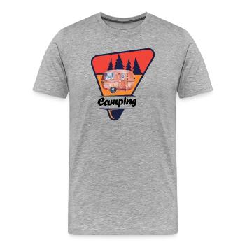 Retro Caravan im Wald - Männer Premium Bio T-Shirt - Grau meliert - Vorne - Damien (186cm)