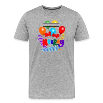 Hip hip hurrah ballons et guirlandes nom bannière - T-shirt bio Premium Homme - gris chiné - Devant - Damien (186cm)