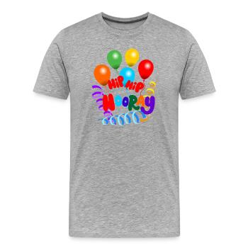Guirlandes et ballons hip hip hurrah - T-shirt bio Premium Homme - gris chiné - Devant - Damien (186cm)