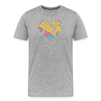 Sizilien T-Shirt Agira T-Shirt Wort Wolke Herz - Männer Premium Bio T-Shirt - Grau meliert - Vorne - Damien (186cm)
