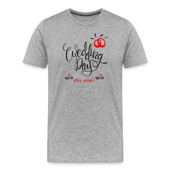 Mariage, Alliances, Mariée, Jour De Mariage - T-shirt bio Premium Homme - gris chiné - Devant - Damien (186cm)