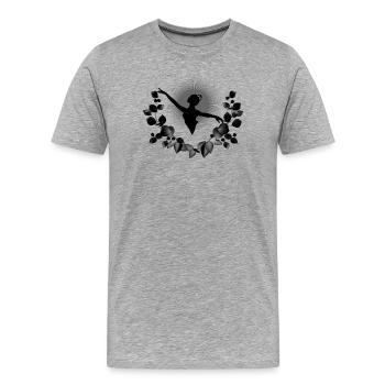 Ballerina silhouette with black eucalyptus - Men's Premium Organic T-Shirt - heather grey - Front - Damien (186cm)