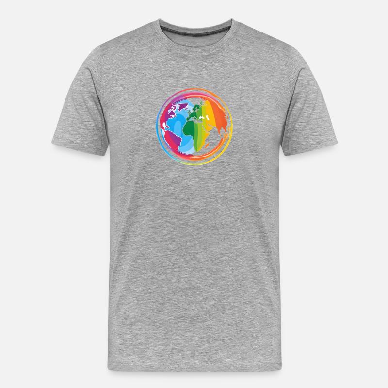 Regenbogen Erde - Männer Premium Bio T-Shirt - Grau meliert