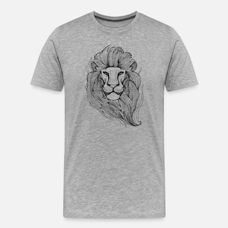 Starline-Löwe in Schwarz - Männer Premium Bio T-Shirt - Grau meliert