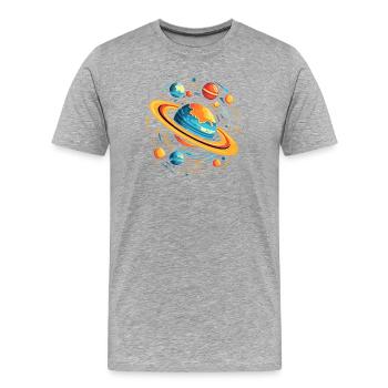 Space Galaxy Planets - Men's Premium Organic T-Shirt - heather grey - Front - Damien (186cm)