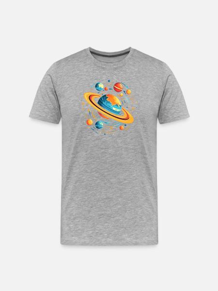 Space Galaxy Planets - Men's Premium Organic T-Shirt - heather grey