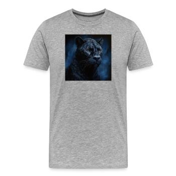 La Panthère de Minuit dans la Brume Bleue - T-shirt bio Premium Homme - gris chiné - Devant - Damien (186cm)