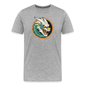 Blason du Dragon : Emblème du Dragon de la Braise - T-shirt bio Premium Homme - gris chiné - Devant - Damien (186cm)