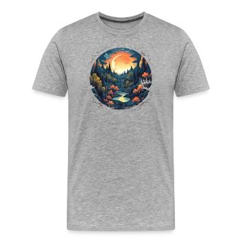 Surreal forest scenery at night - Men's Premium Organic T-Shirt - heather grey - Front - Damien (186cm)