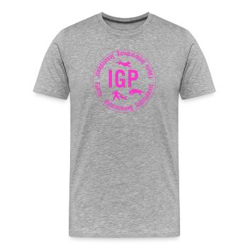 IGP Hundesport - Rund, pink - Männer Premium Bio T-Shirt - Grau meliert - Vorne - Damien (186cm)