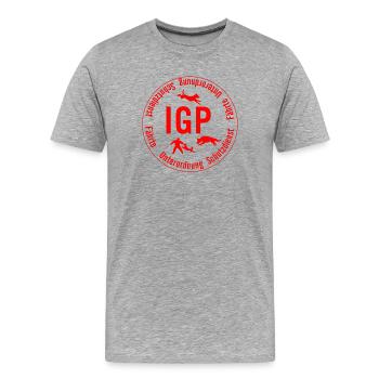 IGP Hundesport - rund, rot - Männer Premium Bio T-Shirt - Grau meliert - Vorne - Damien (186cm)