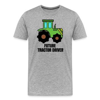 Déclaration du tracteur Biobauer pour véhicule à moteur - T-shirt bio Premium Homme - gris chiné - Devant - Damien (186cm)