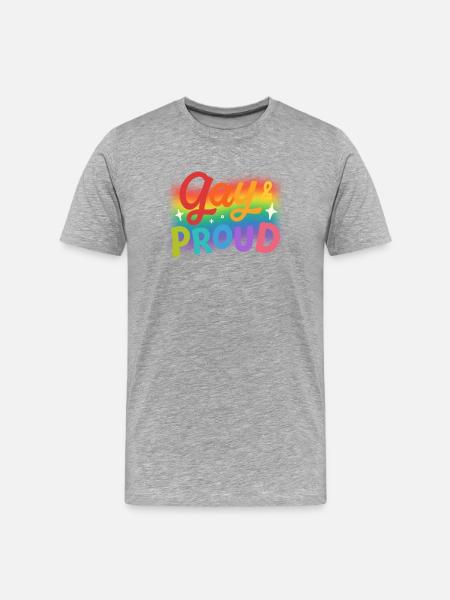 Amour arc-en-ciel gay & fier - T-shirt bio Premium Homme - gris chiné