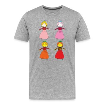 prinzessinen 4fach - Männer Premium Bio T-Shirt - Grau meliert - Vorne - Damien (186cm)