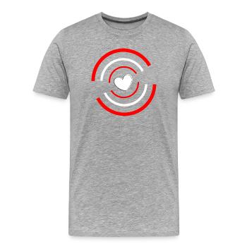 Heart red white - Men's Premium Organic T-Shirt - heather grey - Front - Damien (186cm)