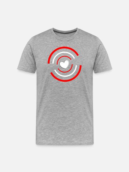 Heart red white - Men's Premium Organic T-Shirt - heather grey