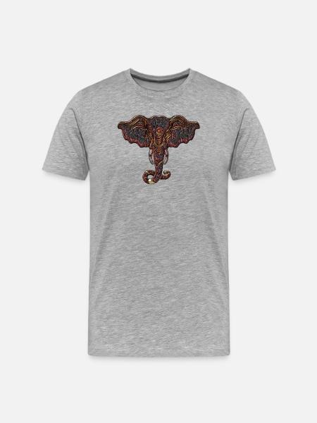 dekorativer Elefantenkopf - Männer Premium Bio T-Shirt - Grau meliert