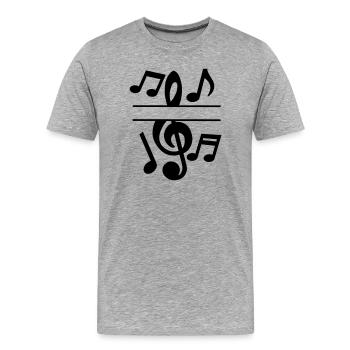 Musiknoten und Schlüsseltext-Banner - Männer Premium Bio T-Shirt - Grau meliert - Vorne - Damien (186cm)