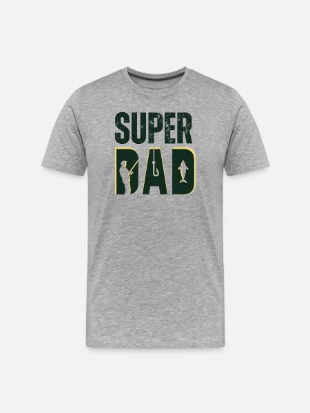 Super Dad - Design Pêche Passion - T-shirt bio Premium Homme - gris chiné