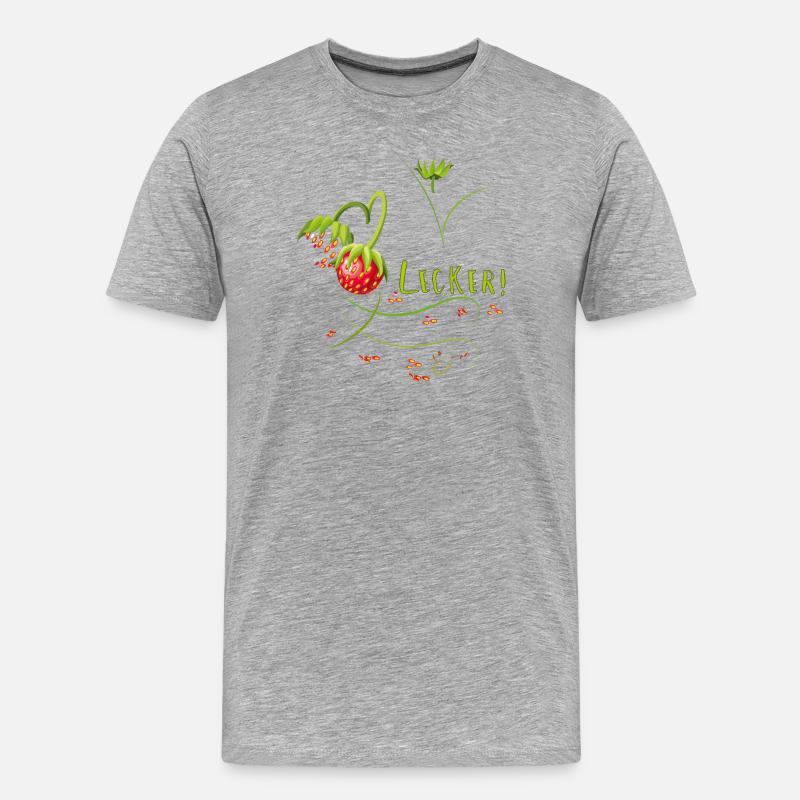 Erdbeerzeit, lecker, Erdbeere - Männer Premium Bio T-Shirt - Grau meliert
