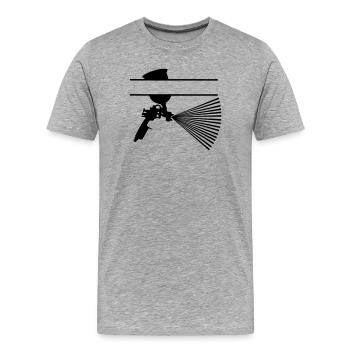 Spray mit Farbbecher Textbanner - Männer Premium Bio T-Shirt - Grau meliert - Vorne - Damien (186cm)