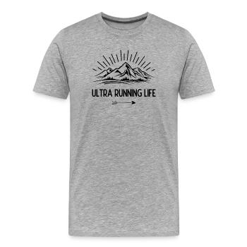 Ultra-Laufleben - Männer Premium Bio T-Shirt - Grau meliert - Vorne - Damien (186cm)