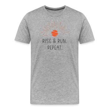 Rise and Run. Repeat. - Men's Premium Organic T-Shirt - heather grey - Front - Damien (186cm)