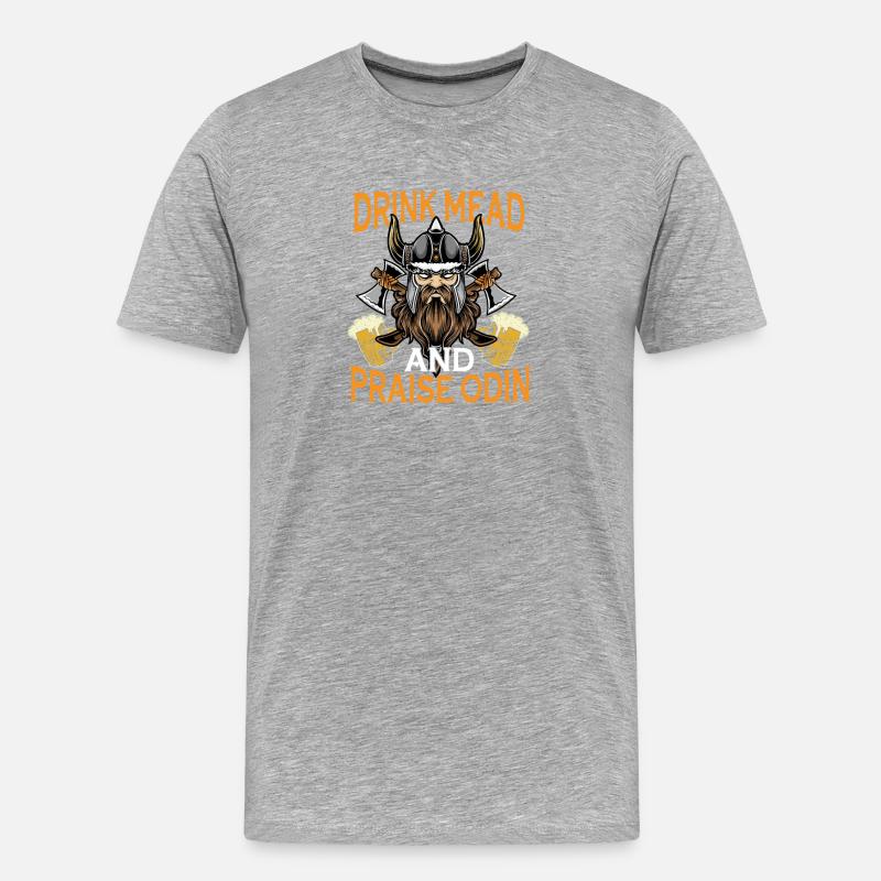 Bier Wikinger - Männer Premium Bio T-Shirt - Grau meliert