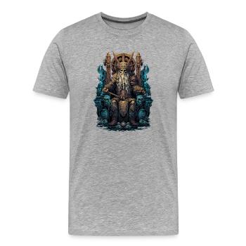 Wikinger Odin Söhne Thron Walhalla Valhalla - Männer Premium Bio T-Shirt - Grau meliert - Vorne - Damien (186cm)