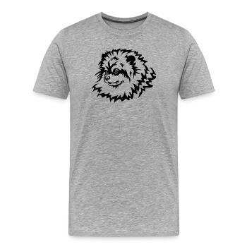 Zwergspitz Kopf - Männer Premium Bio T-Shirt - Grau meliert - Vorne - Damien (186cm)