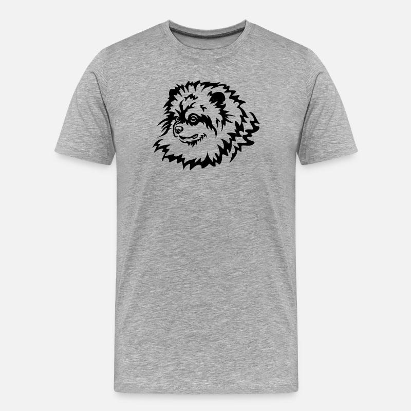 Zwergspitz Kopf - Männer Premium Bio T-Shirt - Grau meliert