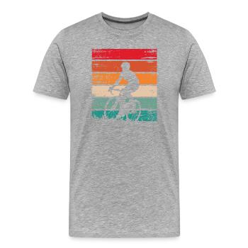 Cycliste rétro coucher de soleil - T-shirt bio Premium Homme - gris chiné - Devant - Damien (186cm)