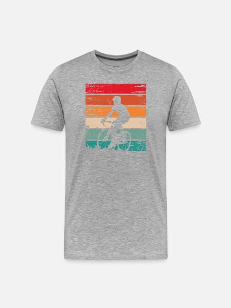 Retro Sunset Cyclist - Men's Premium Organic T-Shirt - heather grey