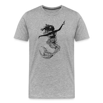 Meerjungfrau in filigraner Scherenschnitt Optik - Männer Premium Bio T-Shirt - Grau meliert - Vorne - Damien (186cm)