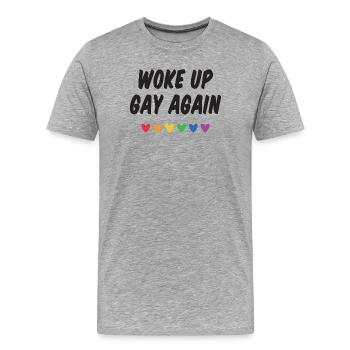 Wieder aufgewacht - Pride Month - Männer Premium Bio T-Shirt - Grau meliert - Vorne - Damien (186cm)
