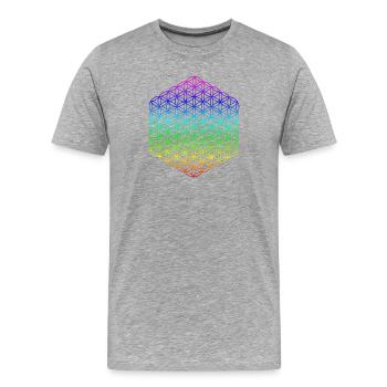 Fleur de Vie - 5ème Dimension - Mandala - T-shirt bio Premium Homme - gris chiné - Devant - Damien (186cm)