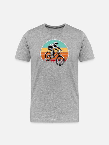 Retro Sunset MTB Rider - Men's Premium Organic T-Shirt - heather grey