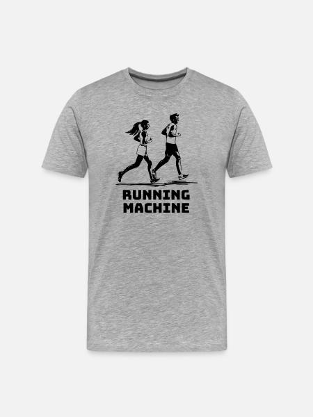 RUNNING MACHINE - Männer Premium Bio T-Shirt - Grau meliert