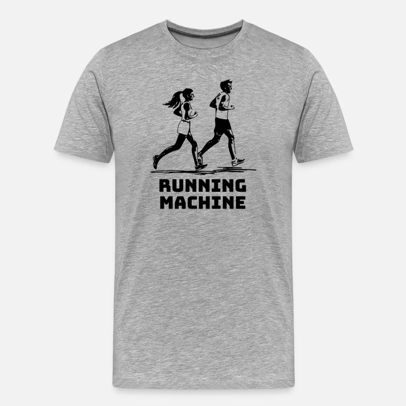 RUNNING MACHINE - Männer Premium Bio T-Shirt - Grau meliert