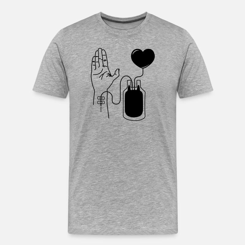 Blut spenden - Männer Premium Bio T-Shirt - Grau meliert
