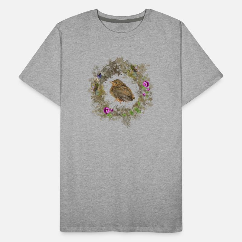 Robin aux fleurs délicates et aux bleus T-shirt bio Premium Homme