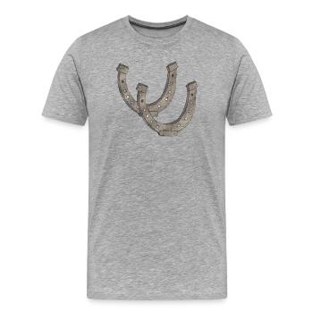 Tissu fer à cheval - T-shirt bio Premium Homme - gris chiné - Devant - Damien (186cm)