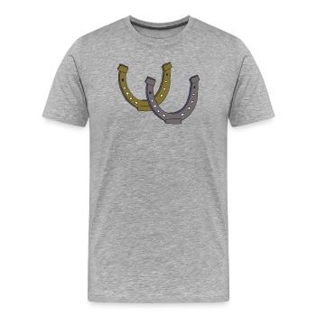 hufeisen doppelt - Männer Premium Bio T-Shirt - Grau meliert - Vorne - Damien (186cm)
