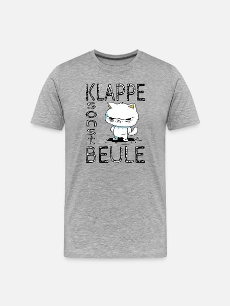 Klappe sonst Beule - Männer Premium Bio T-Shirt - Grau meliert