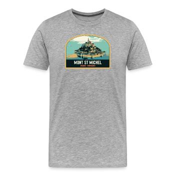 Illustration panoramique du Mont Saint Michel - T-shirt bio Premium Homme - gris chiné - Devant - Damien (186cm)