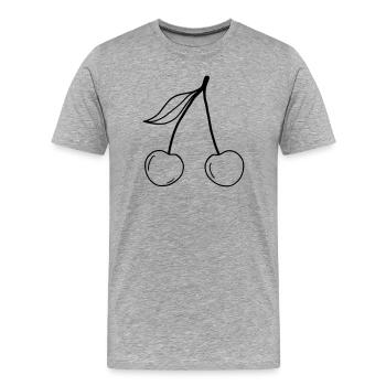 Cherries - Men's Premium Organic T-Shirt - heather grey - Front - Damien (186cm)