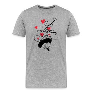 Fallschirmspringer mit I love you Schriftzug - Männer Premium Bio T-Shirt - Grau meliert - Vorne - Damien (186cm)